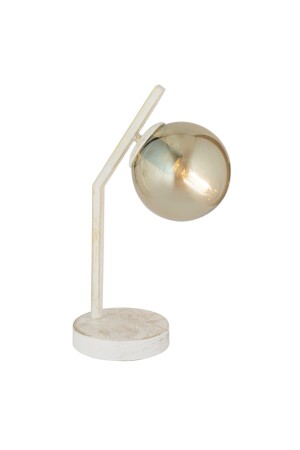 Feris Weiß polierte Honigglas-Tischlampe Wohnzimmer-Schlafzimmer Moderner Lampenschirm 3839-01-WH - 5