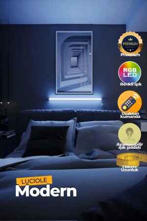 Ferngesteuerte LED-Lampe – über dem Bett – neben dem Fernseher – Wohnzimmer – mehrfarbiges RGB-Ledap14 - 6