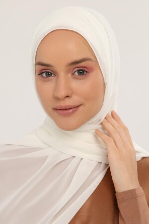 Fertiger praktischer Luxus-Hijab-Chiffon-Schal Ecru - 4