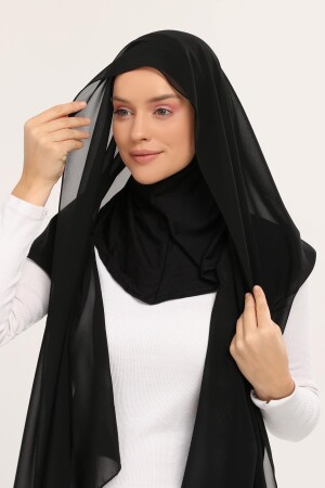 Fertiger praktischer Luxus-Hijab-Chiffon-Schal in Schwarz - 1