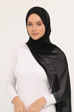 Fertiger praktischer Luxus-Hijab-Chiffon-Schal in Schwarz - 3