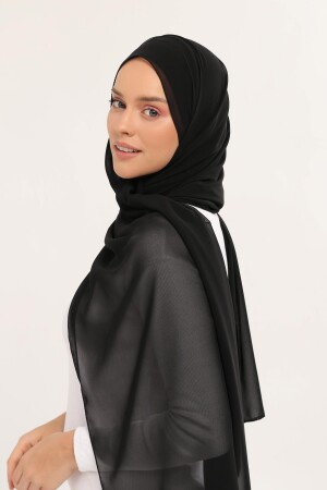 Fertiger praktischer Luxus-Hijab-Chiffon-Schal in Schwarz - 4