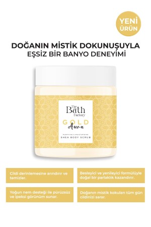 Feuchtigkeitsspendendes und reinigendes Shea-Körperpeeling - Gold Aura 300 gr - 1