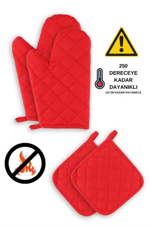 Feuerfeste und hitzebeständige Ofenhandschuhe und -halter (2 HANDSCHUHE – 2 GRIFFE) - 2