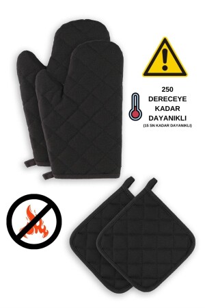 Feuerfeste und hitzebeständige Ofenhandschuhe und -halter (2 HANDSCHUHE – 2 GRIFFE) - 2