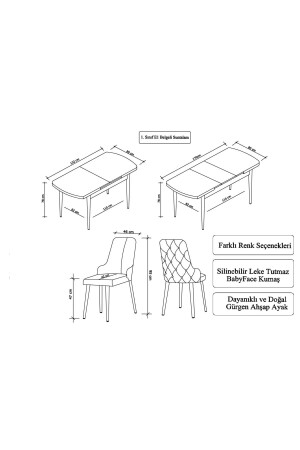 Fier Series Küchen- und Wohnzimmer-Esstisch-Set + 6 cremefarbene Stühle - 4