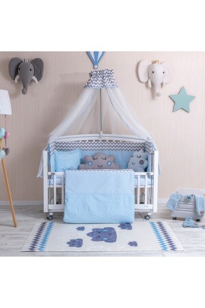 Figured Blue Babybett-Schlafset mit Moskitonetz 70x130 MBUFGM01 - 1