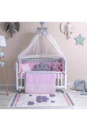 Figured Pink Kinderbett-Babyschlafset mit Moskitonetz 60x120 Größe MB-1-FIG. P.M. - 3