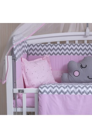 Figured Pink Kinderbett-Babyschlafset mit Moskitonetz 60x120 Größe MB-1-FIG. P.M. - 9