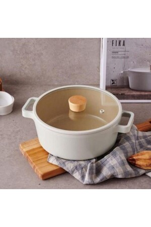 Fika Alüminyum Cam Kapaklı Döküm Tencere - 24 Cm 01ABB340-1 - NEOFLAM