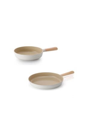 Fika Gussaluminium Beige 26 cm Wok-Pfanne und 28 cm Gusseisenpfanne Set 26-28 - 2