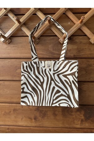 Fimu Mini Braune Zebra-Stofftasche mit Zwickel - 1