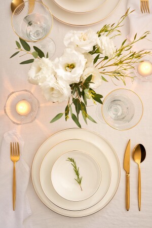 Fine Bone Freya 18 Parça 6 Kişilik Yuvarlak Yemek Takımı Gold freya 18 parça - Emsan