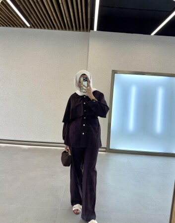 Fiona Keten Arkadan Bağlamalı Takım - Bordo - Duendeca