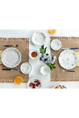 Fiorellino Porselen 8 Parça 2 Kişilik Kahvaltı Takımı 21-17-12-12 Cm Yeşil-sarı-pembe-mavi - English Home