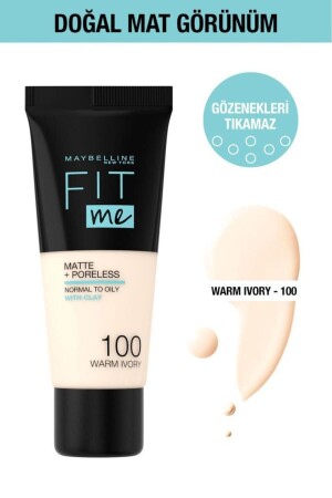 Fit Me Matte Poreless Fondöten - 100 Warm Ivory - 2