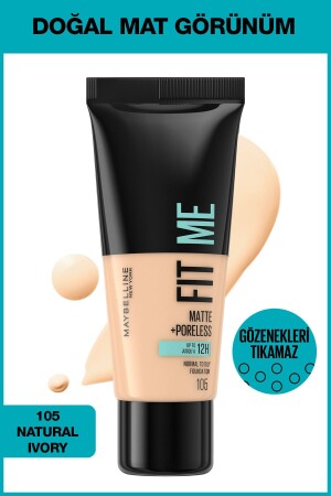 Fit Me Matte-poreless Fondöten - 105 Natural Ivory - 2