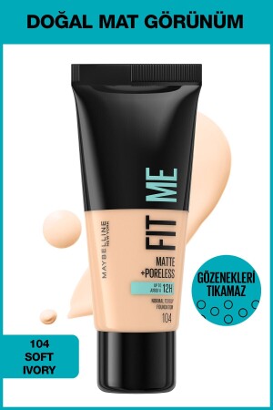 Fit Me Matte+poreless Foundation – 104 Soft Ivory - 2