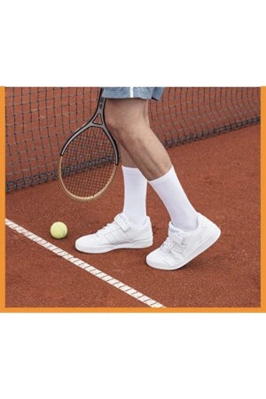 Fitilli Beyaz Unisex Soket Tenis Çorap 4'lü Ekonomik Paket - 6