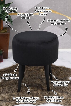 Fix Mehrzweck-Pouf-Sofa mit schwarzen Hainbuchenbeinen (schwarz) - 8