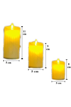 Flackernde Flamme, cremefarbene geschmolzene LED-Kerze, 3-teilig, bewegliche Flamme, schmelzende künstliche Kerze, batteriebetrieben, LED, groß, EML4242 - 6