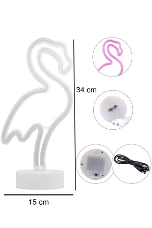 Flamingo Neon Kaktüs Neon Elektrikli Usbli Pilli 2li Neon Gece Lambası Seti Çocuk Odası Büyük Boy DODEMONTOPAGECE - 4