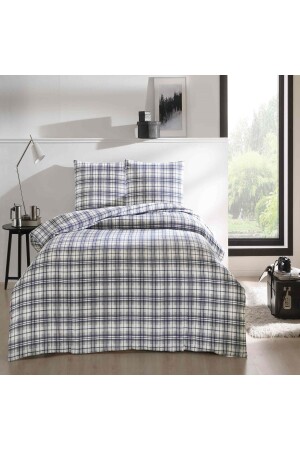 Flanell-Salbei-Bettbezug-Set für Doppelbett, Grau, 1000045065001 - 3