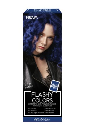 ملونات MNZ-Flashy Semi Permanent Hair Dye الالكترونية الأزرق 100 مل 10054564 - Neva
