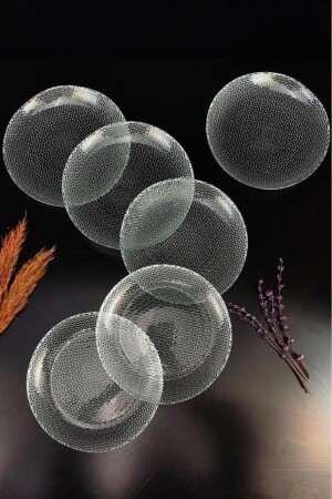 Flat 6'lı Cam Pasta Ve Sunum Tabağı 19 Cm - Desen-1 C1-1-276 - Digithome