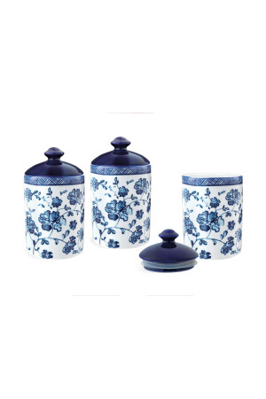 Fleur 3-teiliges Gewürzdosen-Set – Blau/Weiß BHRT0000000008-8682116901741 - 5