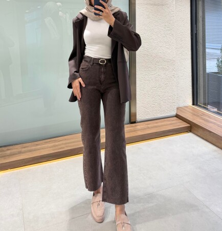 Flex Kahve Kemerli Jean - Nuuwears