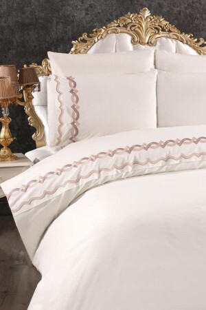 Flexi besticktes 6-teiliges Bettbezug-Set aus 100 % Baumwolle, cremefarben, CD442500 - 1