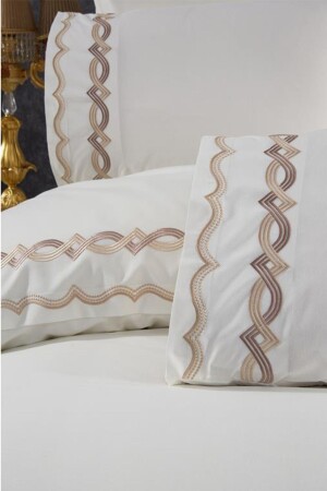 Flexi besticktes 6-teiliges Bettbezug-Set aus 100 % Baumwolle, cremefarben, CD442500 - 3