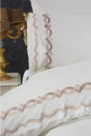 Flexi besticktes 6-teiliges Bettbezug-Set aus 100 % Baumwolle, cremefarben, CD442500 - 5