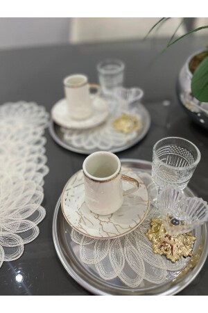 Flora model Dekoratif Güpür Dantel 6'lı Kahve Kokteyl Sunum Peçetesi - Nubu Atelier