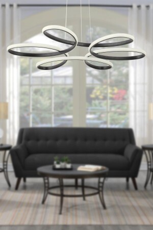 Flora Schwarz Moderne Pendelleuchte Weißes Licht Wohnzimmer Küche Zimmer LED-Kronleuchter - 1