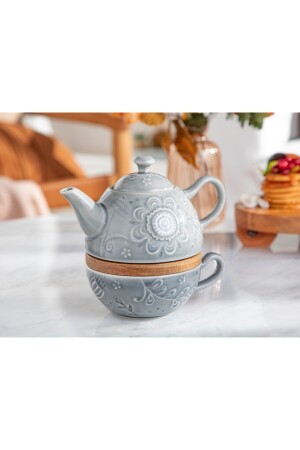 Floral Poem Stoneware Demlık Seti 350 ml 250 ml Gri TYC00362274736 - 1