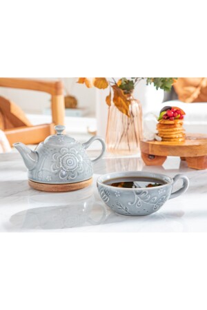 Floral Poem Stoneware Demlık Seti 350 ml 250 ml Gri TYC00362274736 - 4