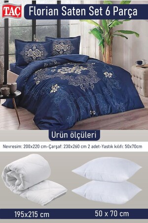 Florian Satin-Schlafset, 6-teilig, Marineblau – Satin-Bettbezug mit Gothic-Thema - 3