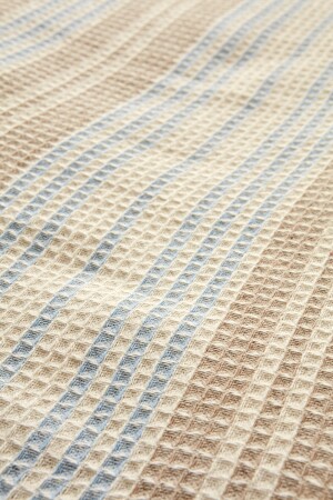 Flow Gestreifter Doppelwaffel-Hecht 200x230 cm Beige 200. 21. 01. 0765 - 7