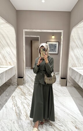 Flower Elbise - Haki - Duendeca