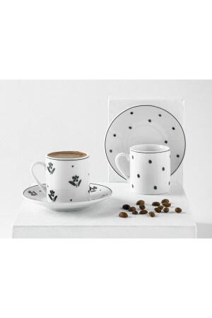 Flower Touch Porzellan 4-teiliges Kaffeetassen-Set für 2 Personen 80 ml Schwarz 10035817 - 4