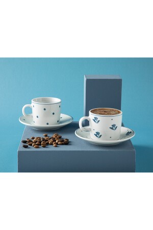 Flower Touch Porzellan-Set mit 2 Kaffeetassen, 80 ml, Dunkelblau, 10035832 - 2