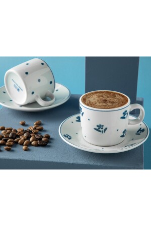 Flower Touch Porzellan-Set mit 2 Kaffeetassen, 80 ml, Dunkelblau, 10035832 - 3