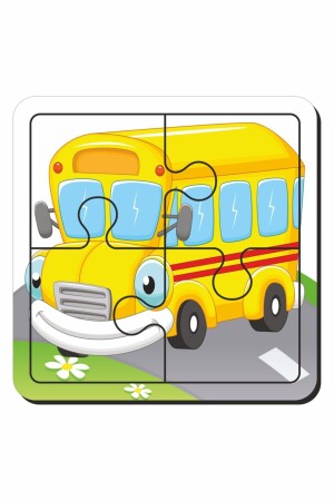 Flugzeug – Bus – Niedliche Tiere und Hund 4-teiliges 4-teiliges Puzzle Erstes Puzzle – Einfaches Puzzle - 4