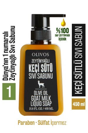 Flüssige Handseife aus 100 % natürlichem Olivenöl und Ziegenmilch, intensiv feuchtigkeitsspendend, reinigend, pflanzliche 450 ml OLI-LIVIKEÇİ - 1
