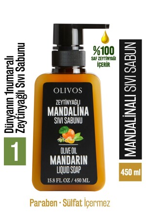 Flüssige Handseife mit 100 % natürlichem Olivenöl und Mandarinenduft, intensiv feuchtigkeitsspendend, reinigend, kräuterig, 450 ml OLİ-SIVIMAND - 1