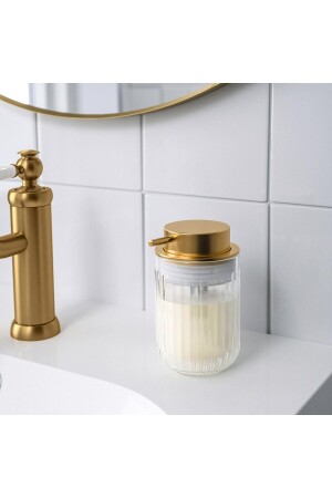 Flüssigseifenspender mit Goldkopf Meridyendukkan Glas-Goldfarbe 350 ml IKEA_SILVTJARN_SABUNLUK_350 - 4