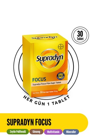 Focus 30 Filmtablette mit Olivenpolyphenol, Ginseng, Multivitamin und Mineralien - 1