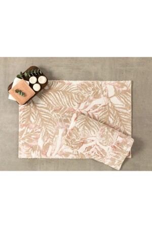 Foliage Cotton Flush Cotton Badezimmer-Set WeißHellgrauRosa 10034497 - 2